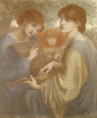 No. 1011「The Bower Meadow」のための研究、1872年頃（紙に色チョーク）（62974も参照） 作： Dante Gabriel Charles Rossetti
